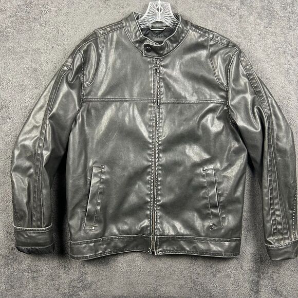 Be Ethic Men’s Black Faux Leather Jacket M Quilted Lining Vintage Moto Biker - Picture 7 of 9